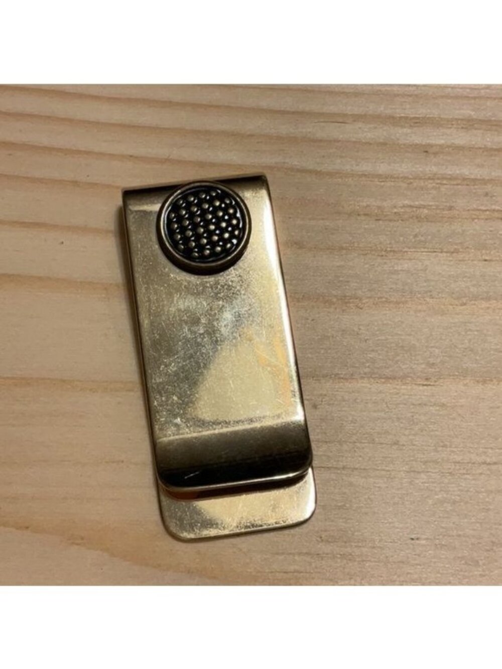 Gold Minimalist Money Clip Textured Caviar Beaded Medallion Coquette